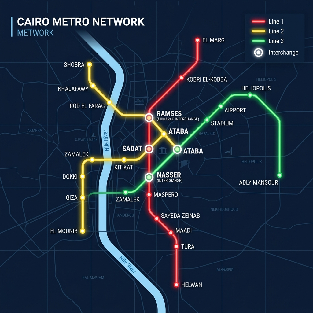New Cairo Metro Map Infographic